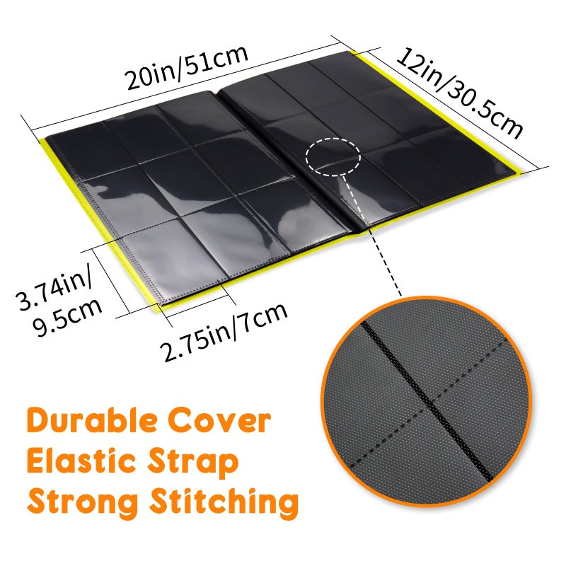 KIOEEE Yellow Card Binder 9 Pocket, PP Cover Trading Card Binder for 360 Cards, Sturdy Card Collection Album, Card Holder Folders for MTG, TCG, Game Cards & Sports Cards - Image 2